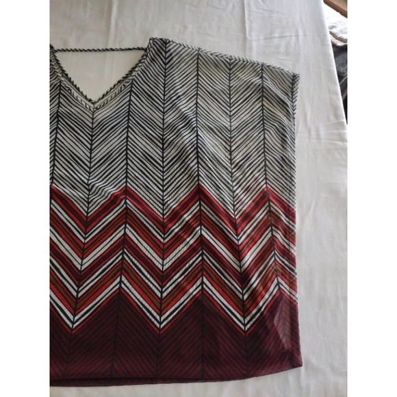 Lane Bryant Black/White/Red Chevron Striped Sheer Top w/ Lining, Plus Size 18/20 - Picture 4 of 7